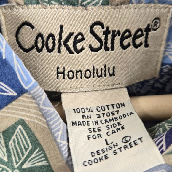 Cooke Street Blue Green Aloha Pineapple 100% Cotton Button Down Shirt Large - Picture 10 of 11